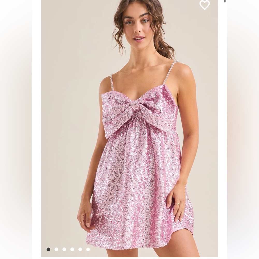 Altar'd State Pink Sequin Mini Dress with Bow